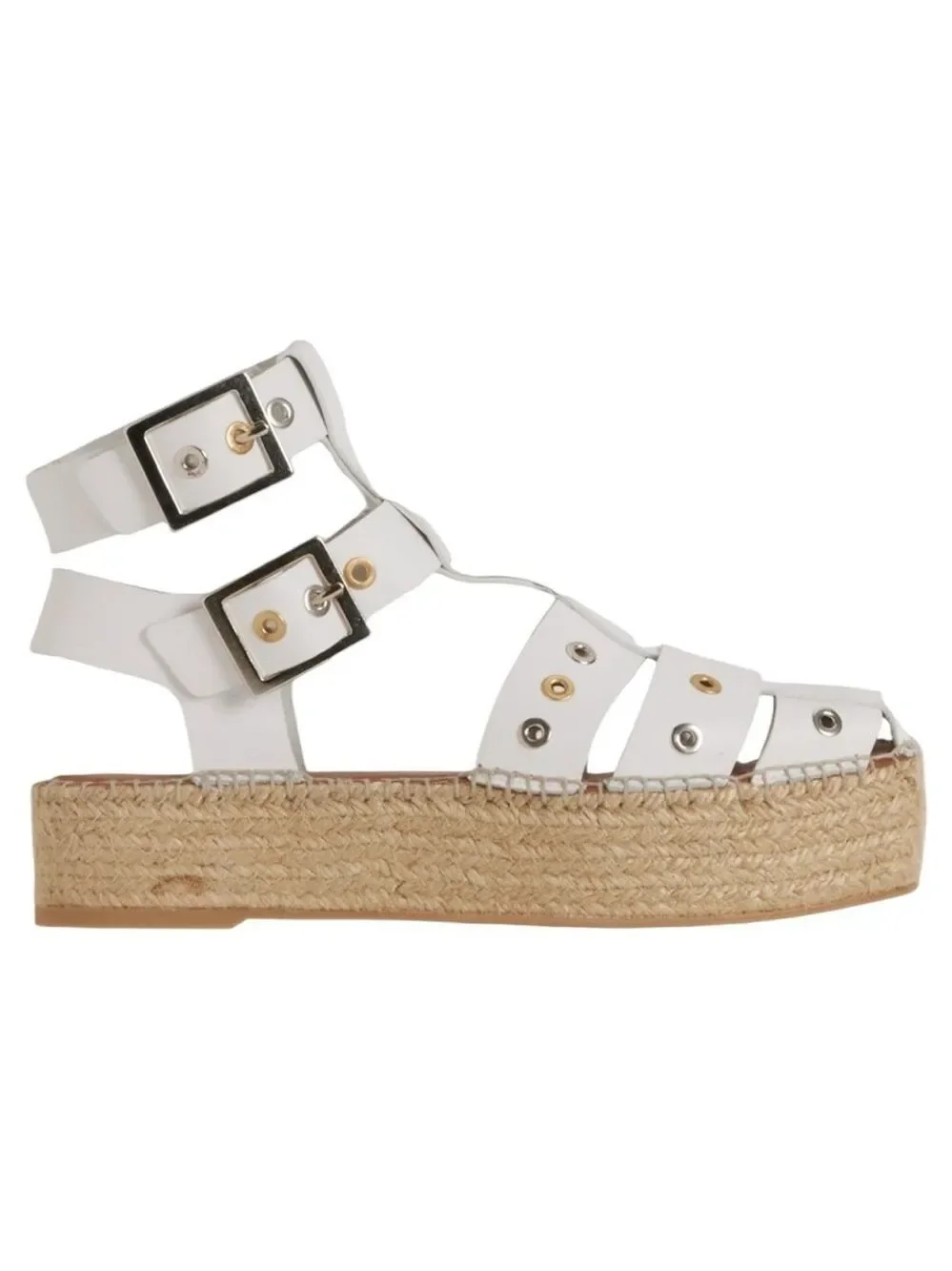 Free People Gable Glad Espadrille Gladiator Sandals White Leather Size 36, US 6